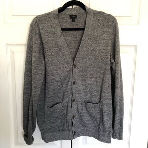 J Crew Heather Gray Button Down Cotton Cardigan Sweater Size M